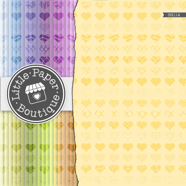 Rainbow Patterned Heart Digital Paper 3H114