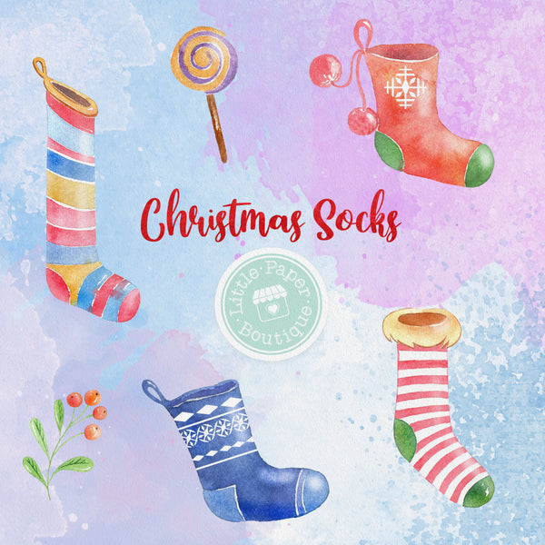 Christmas Socks Digital Clipart CA117