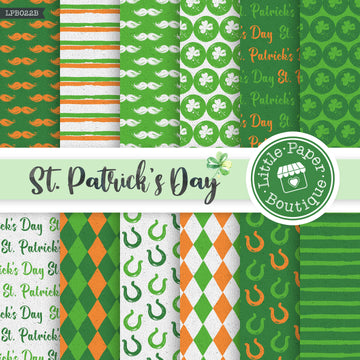 St Patrick's Day Watercolor Digital Paper LPB022B