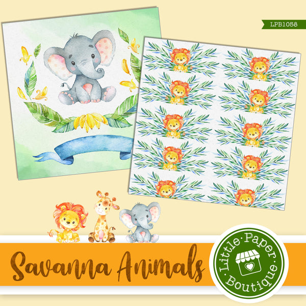 Savannah Animals Watercolor Digital Paper LPB1058A