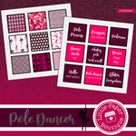 Pole Dancers Ephemera Tags Digital Paper LPB3034C