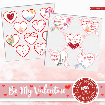 Be My Valentine Watercolor Ephemera Tags Digital Paper LPB3047C