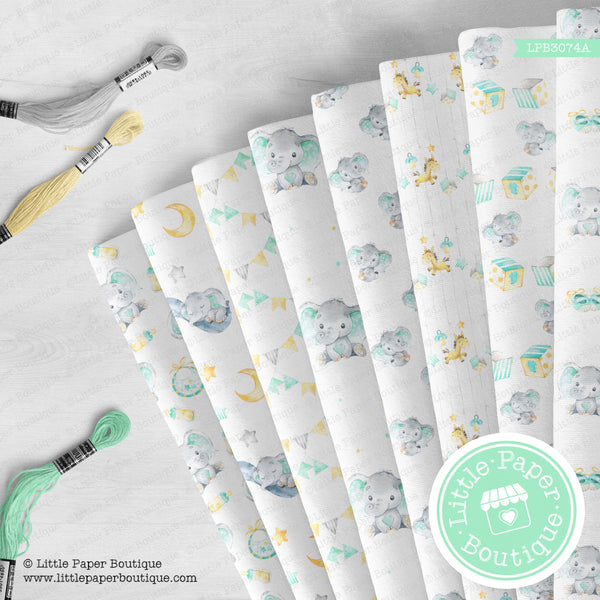 Baby Elephant Mint Seamless Digital Paper LPB3074A