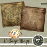 Vintage Grunge Maps Digital Paper PS052A4