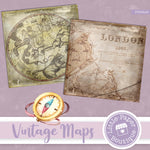 Vintage Grunge Maps Digital Paper PS052A5