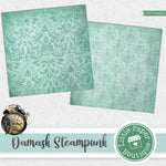 Damask Steampunk Seafoam Green Digital Paper LPB7016AR1