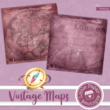 Vintage Grunge Maps Digital Paper PS052A2