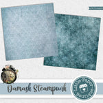 Damask Steampunk Sky Blue Digital Paper LPB7016AR5