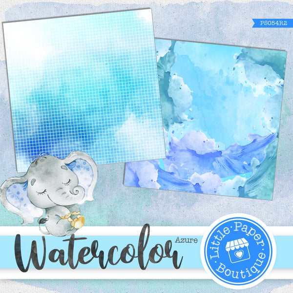 Watercolor Azure Digital Paper PS054R2B