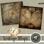 Vintage Grunge Maps Digital Paper PS052A4