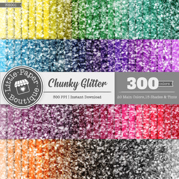 Rainbow Chunky Glitter Digital Paper 3H001