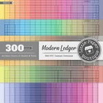 Rainbow Modern Ledger Overlay Digital Paper 3H018