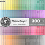 Rainbow Modern Ledger Overlay Digital Paper 3H018