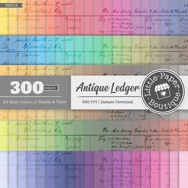 Rainbow Antique Ledger White Digital Paper 3H019