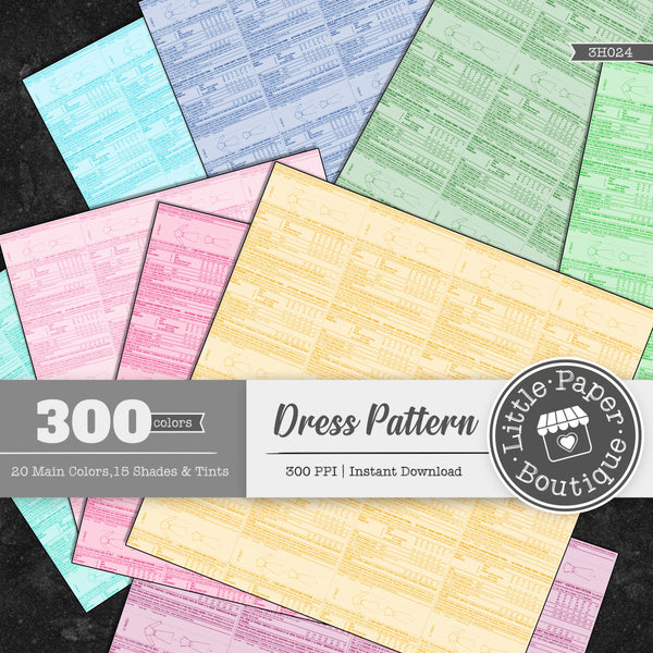 Rainbow Dress Pattern Digital Paper 3H024