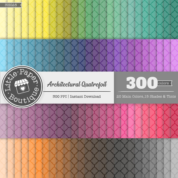 Rainbow Architectural Quatrefoil White Digital Paper 3H025
