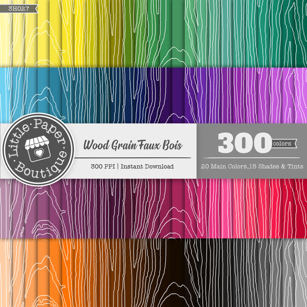 Rainbow Wood Grain Faux Bois Solid Digital Paper 3H027