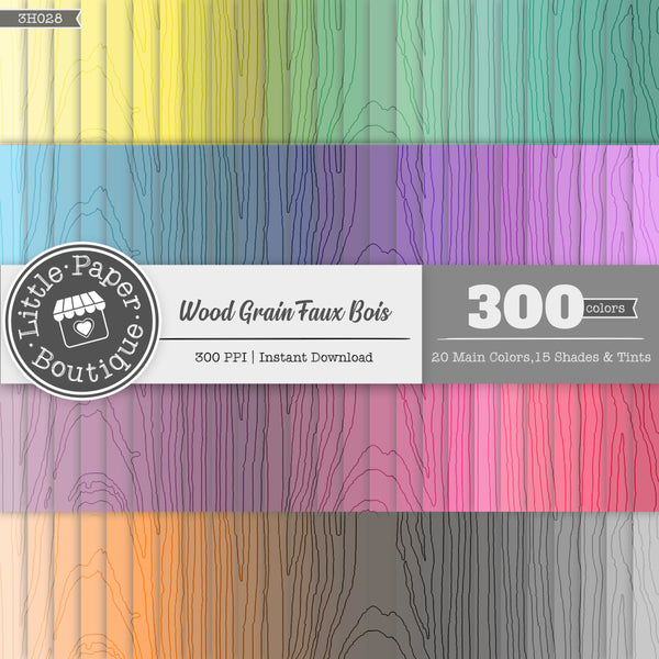Rainbow Wood Grain Faux Bois White Digital Paper 3H028