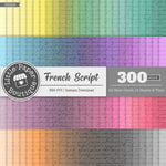 Rainbow French Script Digital Paper 3H029