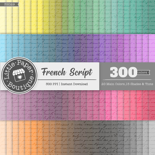 Rainbow French Script Digital Paper 3H029