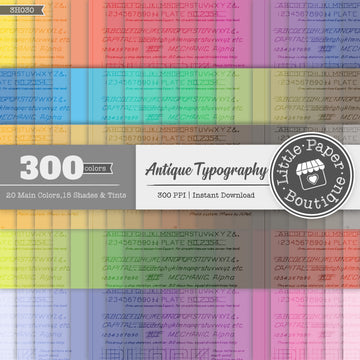 Rainbow Antique Typography Digital Paper 3H030