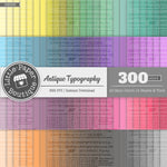 Rainbow Antique Typography Digital Paper 3H030