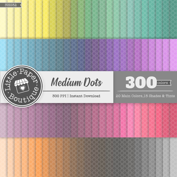 Rainbow Medium Dots Outline White Digital Paper 3H032