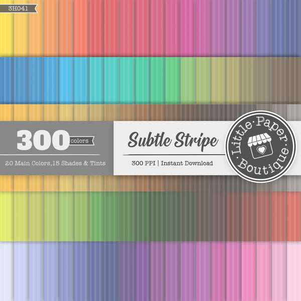 Rainbow Subtle Stripe (on White) Overlay Digital Paper 3H041