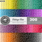 Rainbow Vintage Vine Overlay Digital Paper 3H042