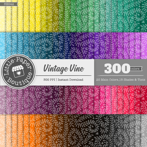 Rainbow Vintage Vine Overlay Digital Paper 3H042