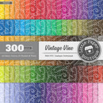 Rainbow Vintage Vine White Overlay Digital Paper 3H043