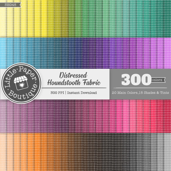 Rainbow Distressed Houndstooth Fabric Digital Paper 3H045
