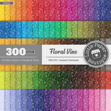 Rainbow Solid Floral Vine Digital Paper 3H052