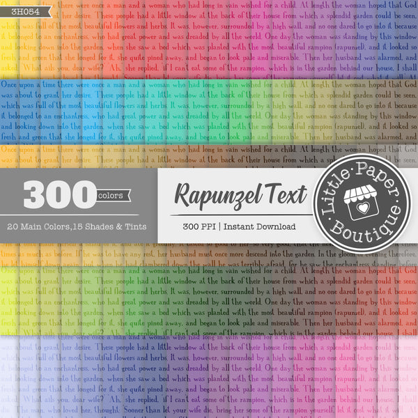 Rainbow Rapunzel Text Digital Paper 3H054