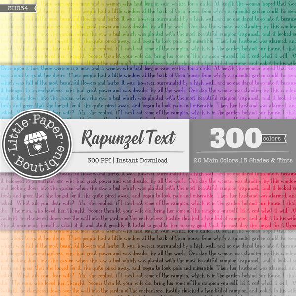 Rainbow Rapunzel Text Digital Paper 3H054