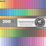Rainbow Tiny Rounded White Quatrefoil Digital Paper 3H057