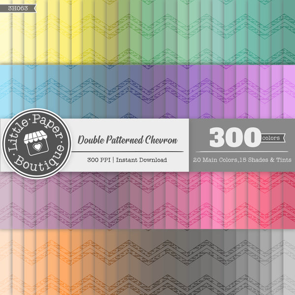 Rainbow Double Patterned Chevron Digital Paper 3H063