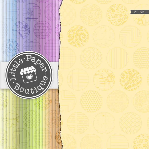 Rainbow Patterned Circle Overlay Digital Paper 3H076