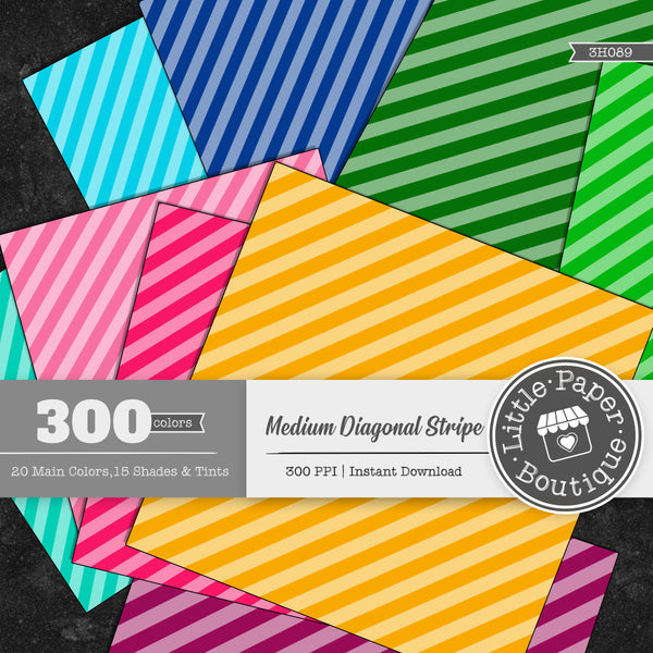 Rainbow Medium Diagonal Stripe Overlay Digital Paper 3H089