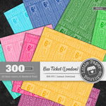 Rainbow London Bus Ticket Overlay Digital Paper 3H090
