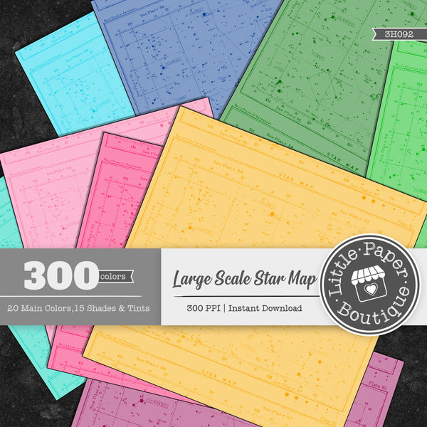 Rainbow Large Scale Star Map Digital Paper 3H092