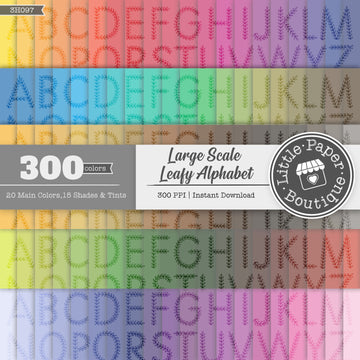 Rainbow Large Scale Leafy Alphabet Digital Paper 3H097
