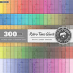 Rainbow Retro Time Sheet Digital Paper 3H110