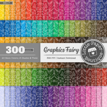 Rainbow Graphics Fairy Low Contrast Damask Digital Paper 3H117