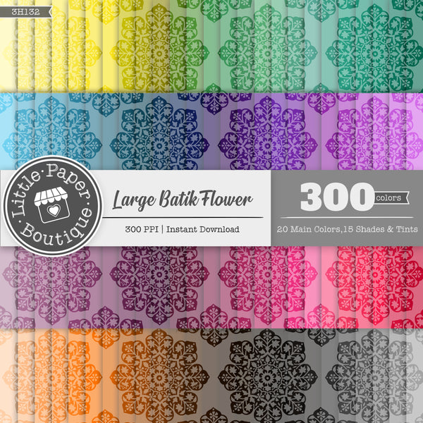 Rainbow Large Batik Flower Digital Paper 3H132