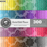 Rainbow Varied Batik Flower Digital Paper 3H134