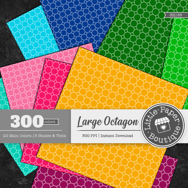 Rainbow Large Solid Octagon Digital Paper 3H135