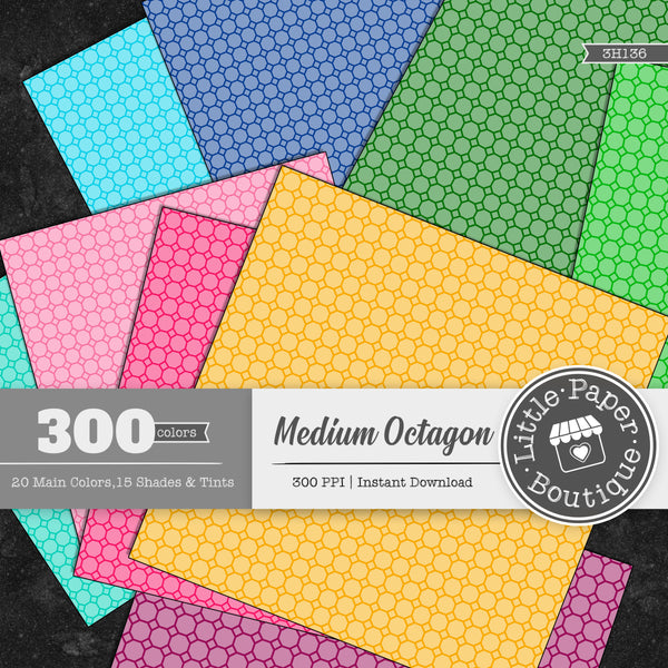 Rainbow Medium Octagon Outline Digital Paper 3H138