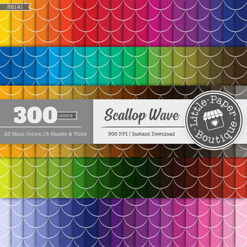 Rainbow Scallop Solid Wave Digital Paper 3H141