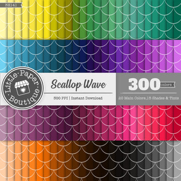 Rainbow Scallop Solid Wave Digital Paper 3H141